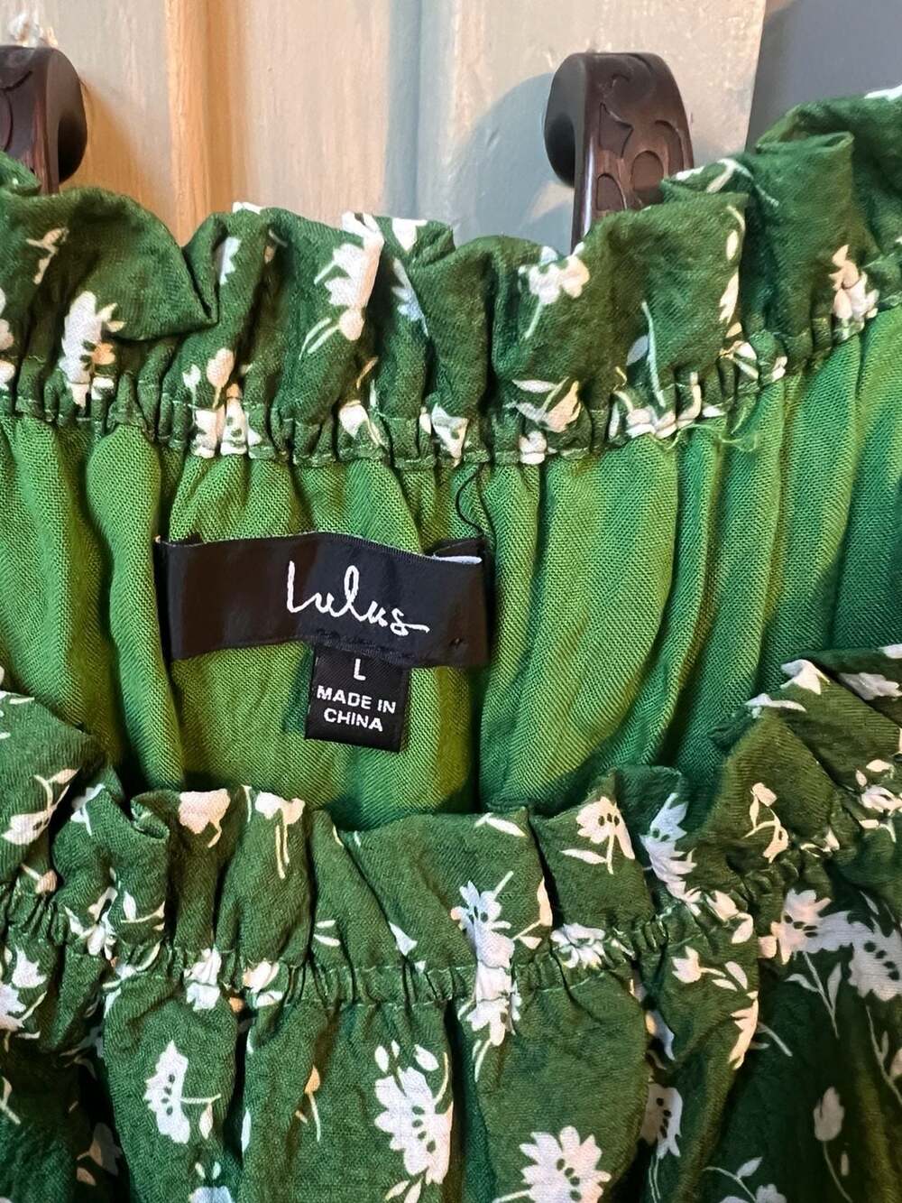 Lulus Tender Thoughts Green Floral Ruffled Tiered Mini Dress Large - Picture 3 of 7